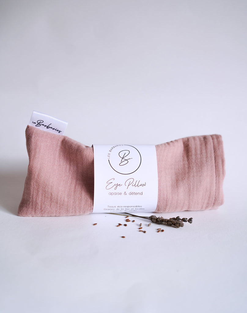 Nêge Paris - Eye pillow relaxing eye cushion Les Barbaries powder pink lavender and organic flaxseed